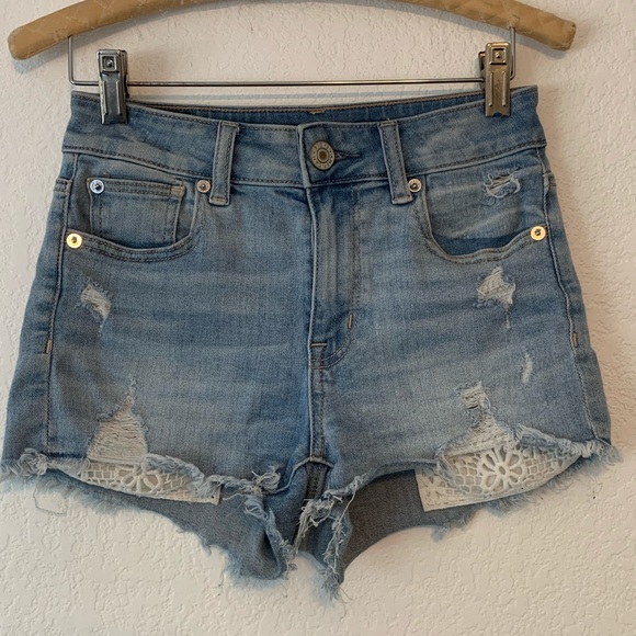 American Eagle Outfitters Pants - AE NEXT LEVEL STRETCH SHORT DISTRESSED LACE POCKET